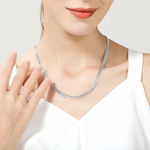 Nice 925 Sterling Silver 6MM Full Sideways Chain Necklace For Women Men Fashion Jewelry Sets Wedding Gift