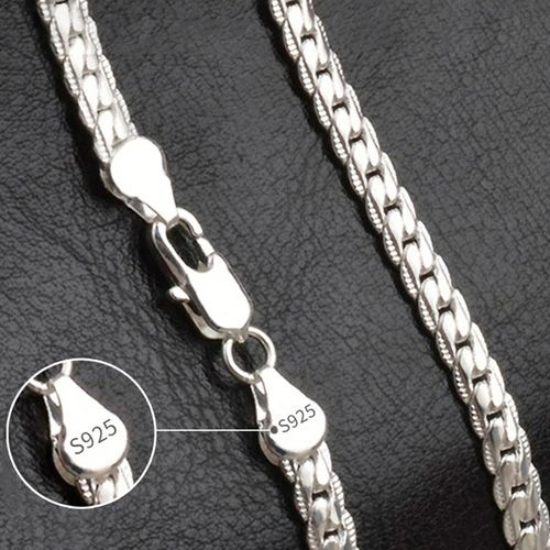 Nice 925 Sterling Silver 6MM Full Sideways Chain Necklace For Women Men Fashion Jewelry Sets Wedding Gift