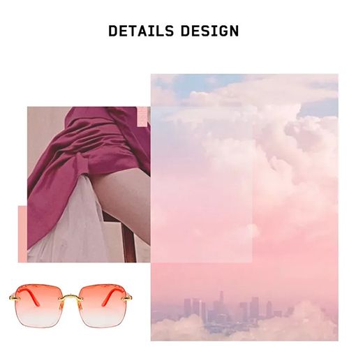 Sunglasses New Square Rimless Women's Sunglasses With Box Fashion Gradient Lenses UV400 Brand Sun glasses Lady Vintage Alloy Legs Classic Designer Shades Women's Fashion Accessories