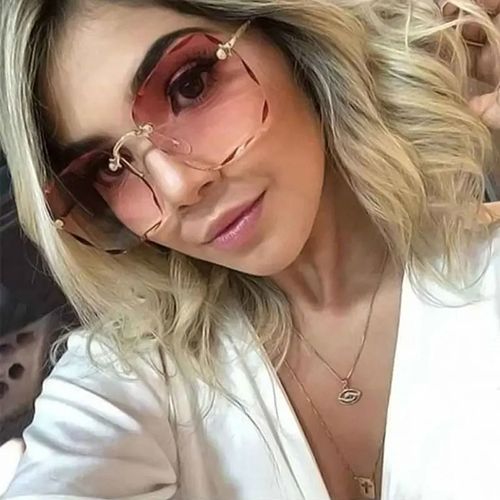 Sunglasses New Square Rimless Women's Sunglasses With Box Fashion Gradient Lenses UV400 Brand Sun glasses Lady Vintage Alloy Legs Classic Designer Shades Women's Fashion Accessories