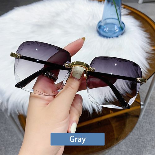 Sunglasses New Square Rimless Women's Sunglasses With Box Fashion Gradient Lenses UV400 Brand Sun glasses Lady Vintage Alloy Legs Classic Designer Shades Women's Fashion Accessories
