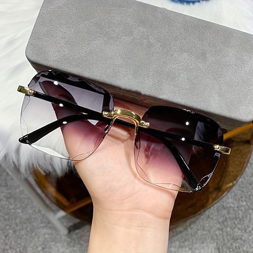 Sunglasses New Square Rimless Women's Sunglasses With Box Fashion Gradient Lenses UV400 Brand Sun glasses Lady Vintage Alloy Legs Classic Designer Shades Women's Fashion Accessories