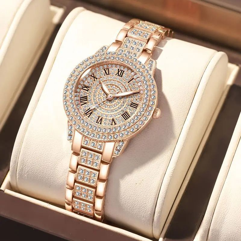 2024 Luxury Women Watch with Diamond Elegant Quartz Steel Bracelet Watches Ladies Zircon Crystal Top Fashion Wristwatch Clock Women's Bracelet Crystal Watches High Quality