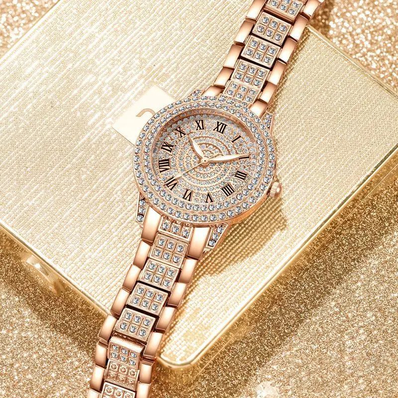 2024 Luxury Women Watch with Diamond Elegant Quartz Steel Bracelet Watches Ladies Zircon Crystal Top Fashion Wristwatch Clock Women's Bracelet Crystal Watches High Quality