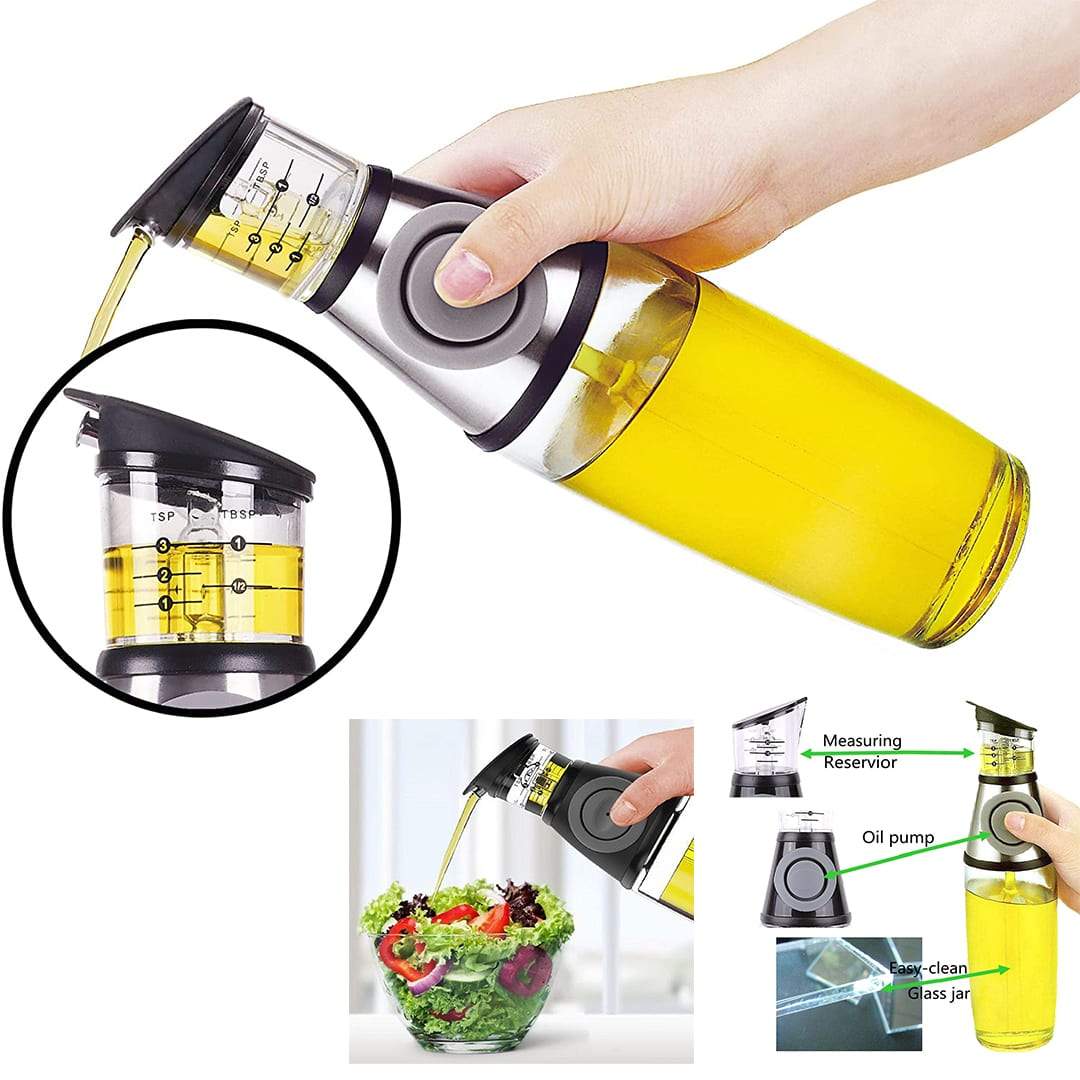 500Ml Oil Dispenser Bottle,Updated Cooking Container Bottle Glass Olive Oil Dispenser Non-Drip Kitchen Vinegar Barbecue Marinade Dispenser Bottle With Scale and Non-Slip Handle for Kitchen
