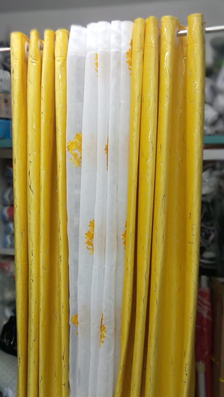 Shiny Curtains With Sheer Curtains 2Pcs 1.5Metres Each+FREE SHEER