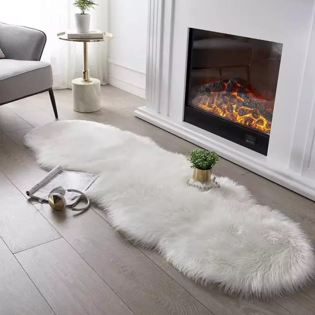 Fluffy faux fur dashboard/bedside mat-Rug Non-Slip Durable Faux Fur Sheepskin Style Rug Imitation Sheepskin Carpet for Living Room Bedroom Sofa