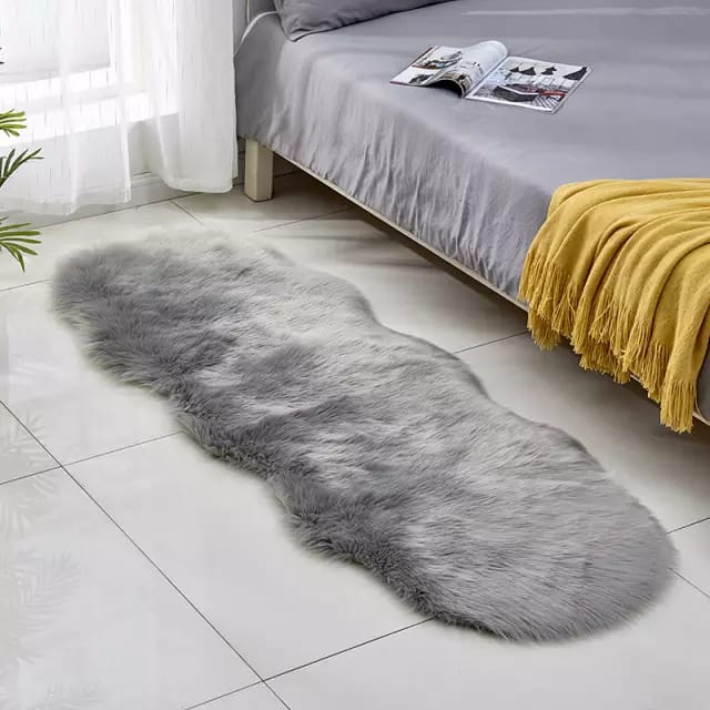 Fluffy faux fur dashboard/bedside mat-Rug Non-Slip Durable Faux Fur Sheepskin Style Rug Imitation Sheepskin Carpet for Living Room Bedroom Sofa
