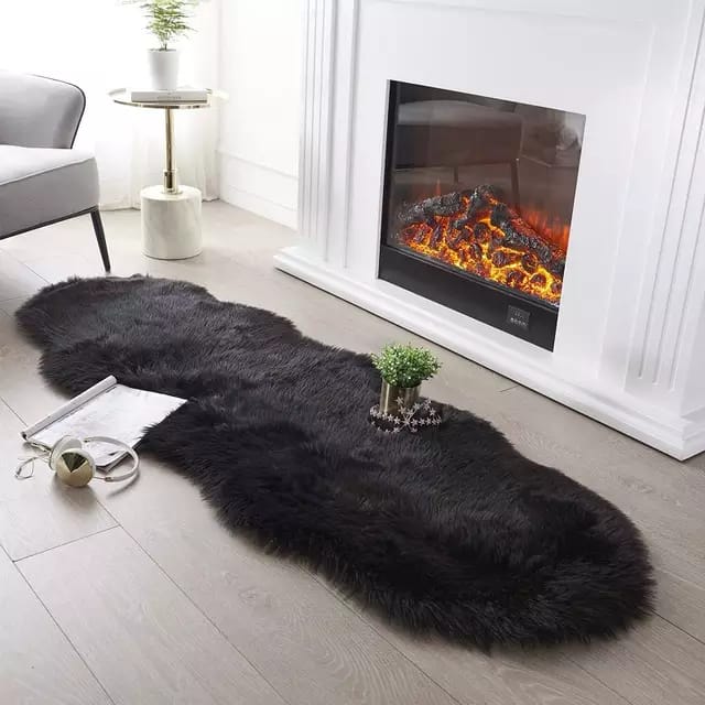 Fluffy faux fur dashboard/bedside mat-Rug Non-Slip Durable Faux Fur Sheepskin Style Rug Imitation Sheepskin Carpet for Living Room Bedroom Sofa