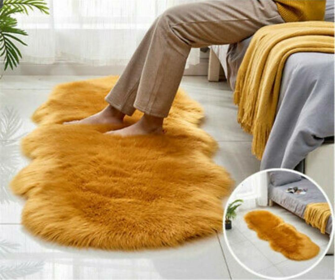 Fluffy faux fur dashboard/bedside mat-Rug Non-Slip Durable Faux Fur Sheepskin Style Rug Imitation Sheepskin Carpet for Living Room Bedroom Sofa