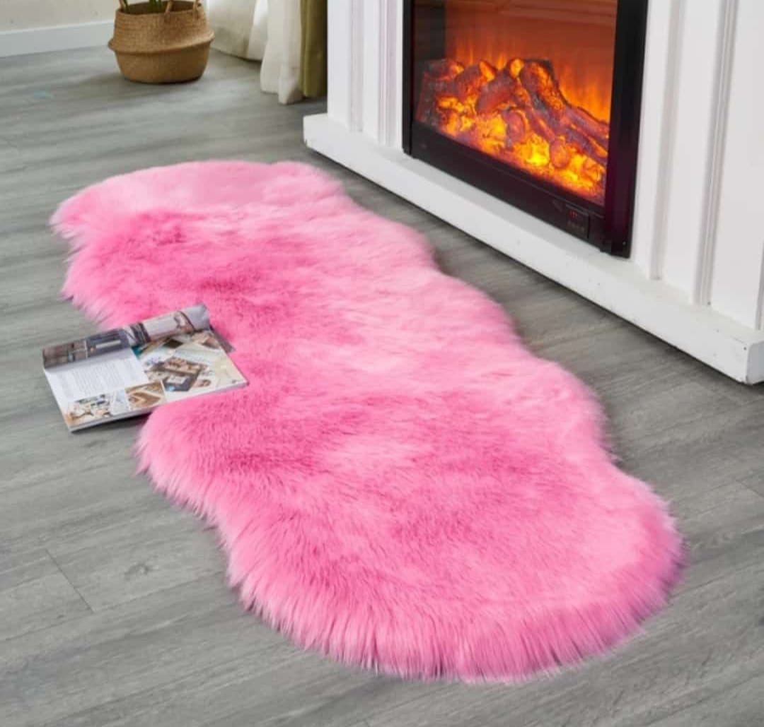 Fluffy faux fur dashboard/bedside mat-Rug Non-Slip Durable Faux Fur Sheepskin Style Rug Imitation Sheepskin Carpet for Living Room Bedroom Sofa