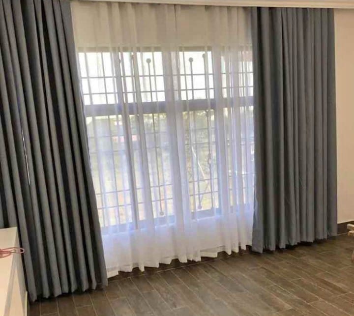 3/2 PC Plain Curtains(1.5 mtrs each+1.5 mtrs each+Sheers: White :3 mtrs)
