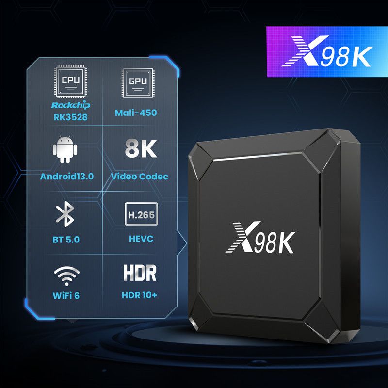 Android 13.0 X98K TV box RK3528A 2GB+16GB / 4GB +32GB 8K BT 5.0 wifi 6 set top box TV receiver youtube media player android 13