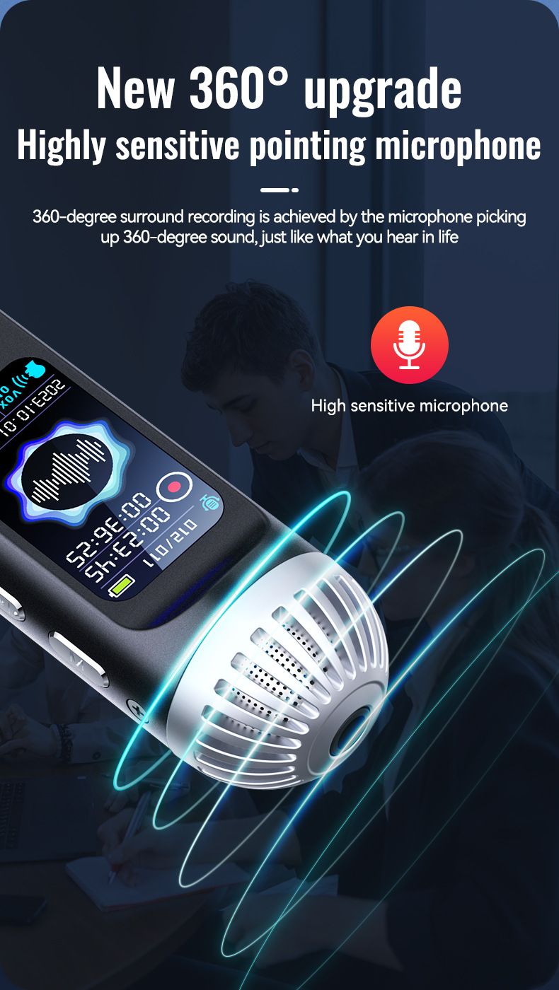 4gb-64GB Small Activated Voice Recorder Espia+Microphone,Professional Noise Cancel Audio Dictaphone Mini Sound Record MP3 Player