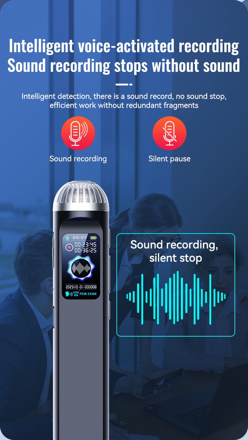 4gb-64GB Small Activated Voice Recorder Espia+Microphone,Professional Noise Cancel Audio Dictaphone Mini Sound Record MP3 Player