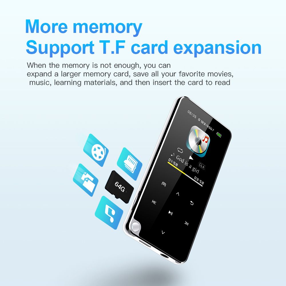 4GB / 8GB /16GB / 32GB / 64GB / 128GB 1.8 inch screen MP3 music player MP4 Bluetooth walkman E-book radio voice sound recorder