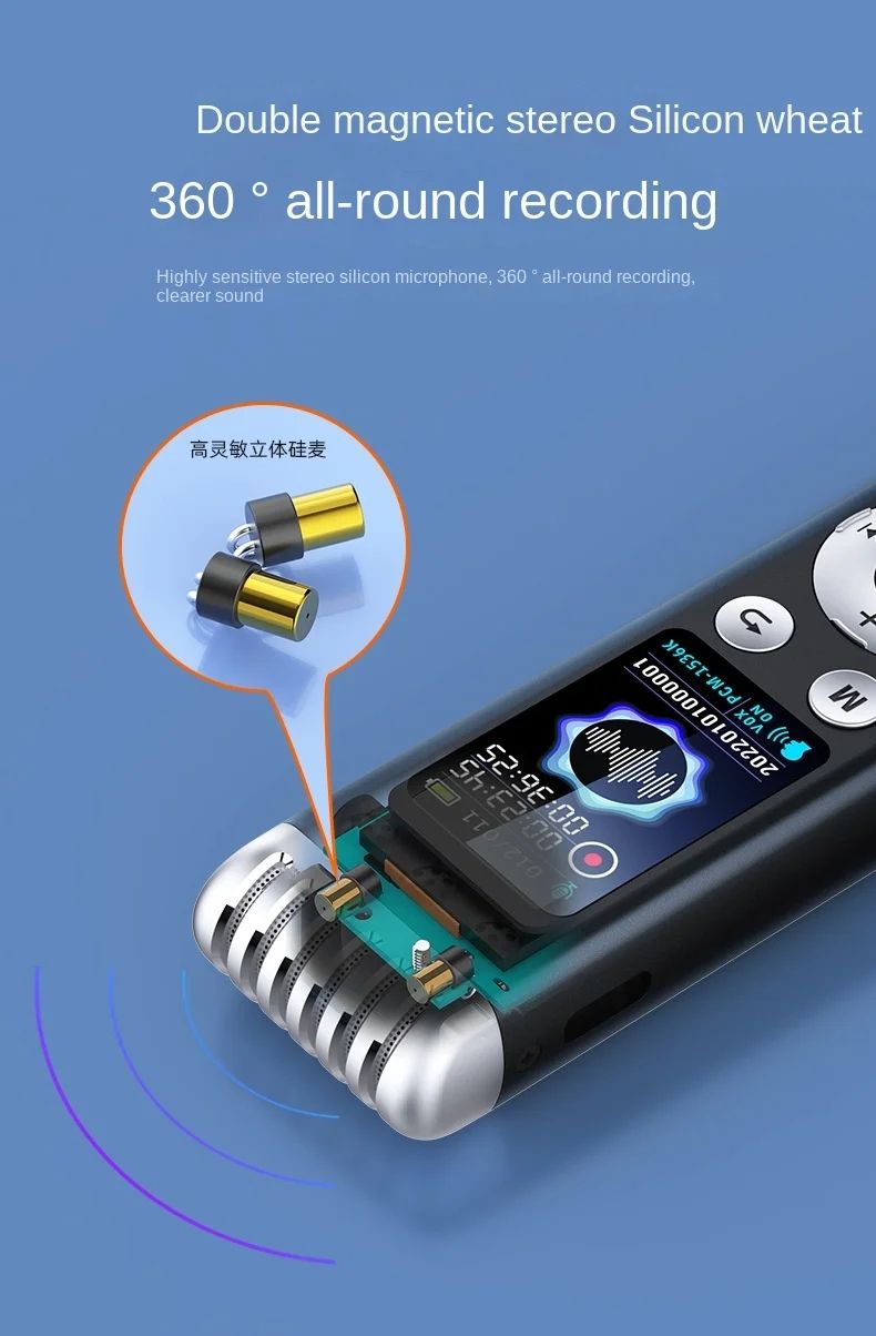 Digtal Voice Recorder Espia,Small 240hour 4-64Gb Sound Activated Pen Dictaphone Noise Reduce Microphone Mp3 Player