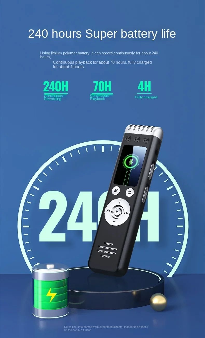 Digtal Voice Recorder Espia,Small 240hour 4-64Gb Sound Activated Pen Dictaphone Noise Reduce Microphone Mp3 Player