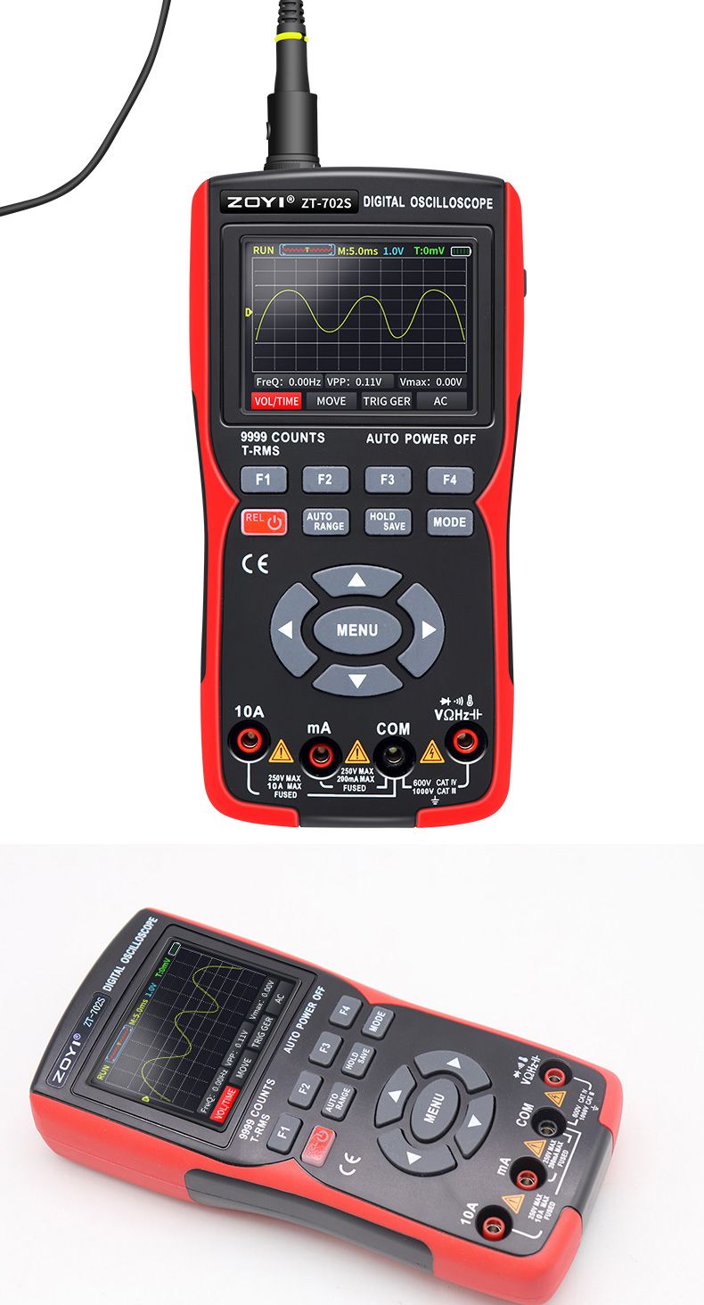 ZOYI ZT702S Digital Multimeter Auto True RMS Tranistor Probe Multimetro Meter 48M/S 10MHZ PC Waveform Data Storage Oscilloscope