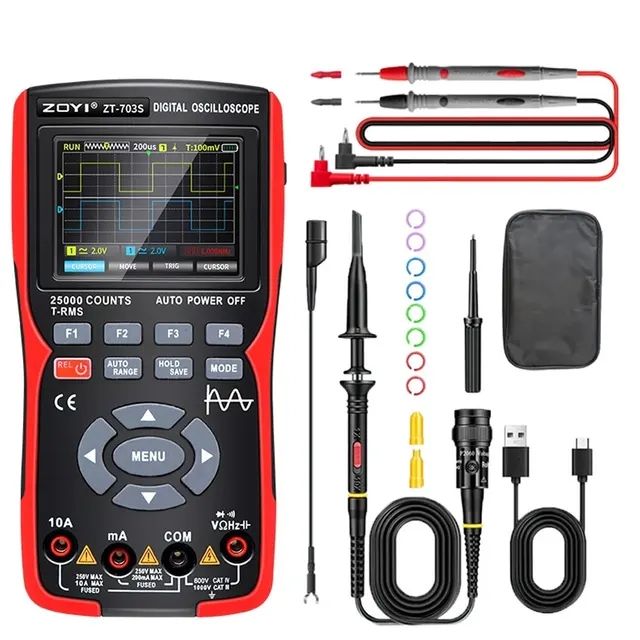 ZOYI ZT703S 3 in 1 Digital Multimeter 50MHz Bandwidth 280MS Rate PC Waveform Data Storage Dual Oscilloscope Signal Generator