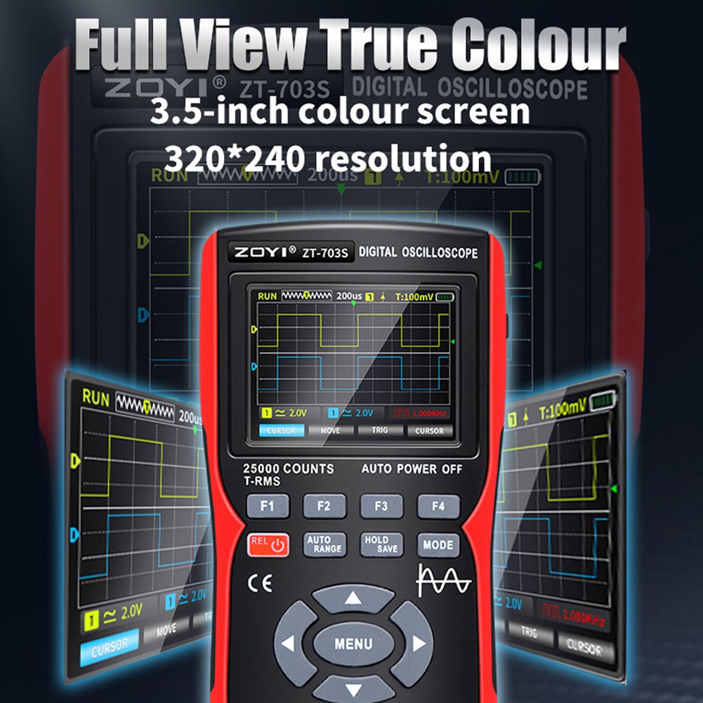 ZOYI ZT703S 3 in 1 Digital Multimeter 50MHz Bandwidth 280MS Rate PC Waveform Data Storage Dual Oscilloscope Signal Generator