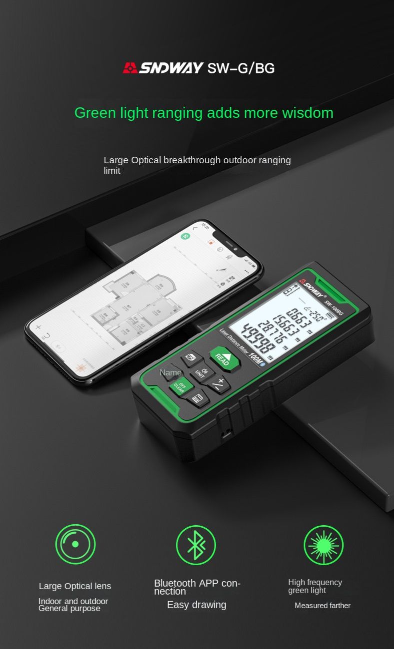 SNDWAY SW-50G SW-70G SW-100G Laser Distance Meter Digital Rangefinder 100m 70m 50m Range Finder Tape Measure Level Ruler