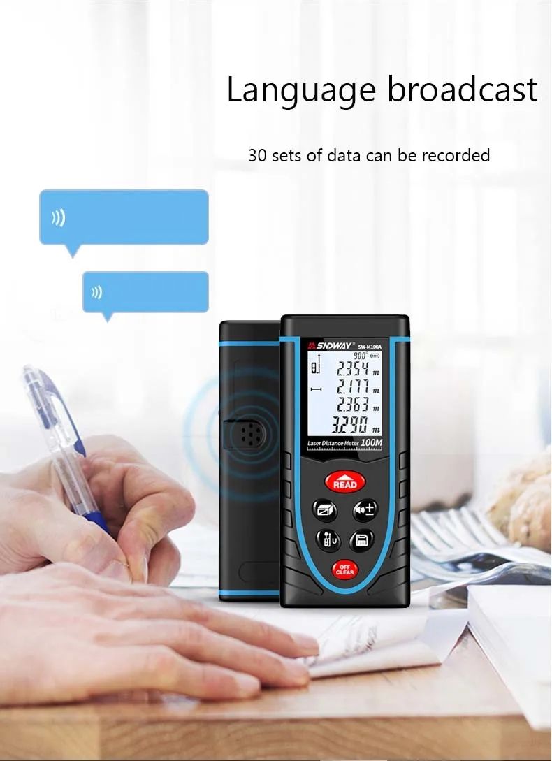 SNDWAY Laser Rangefinder Trena Range Finder laser Tape Measure Distance Meter Digital Measuring Level Tool 120M 100M 50M 70M