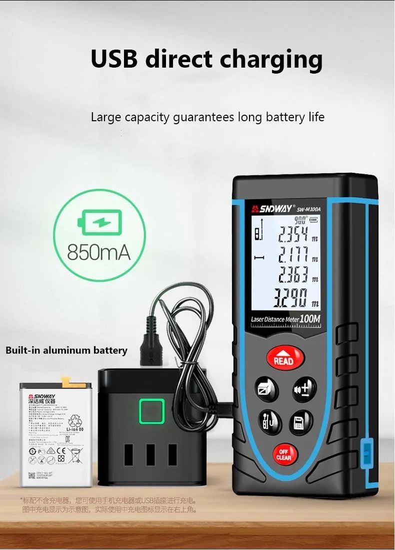 SNDWAY Laser Rangefinder Trena Range Finder laser Tape Measure Distance Meter Digital Measuring Level Tool 120M 100M 50M 70M