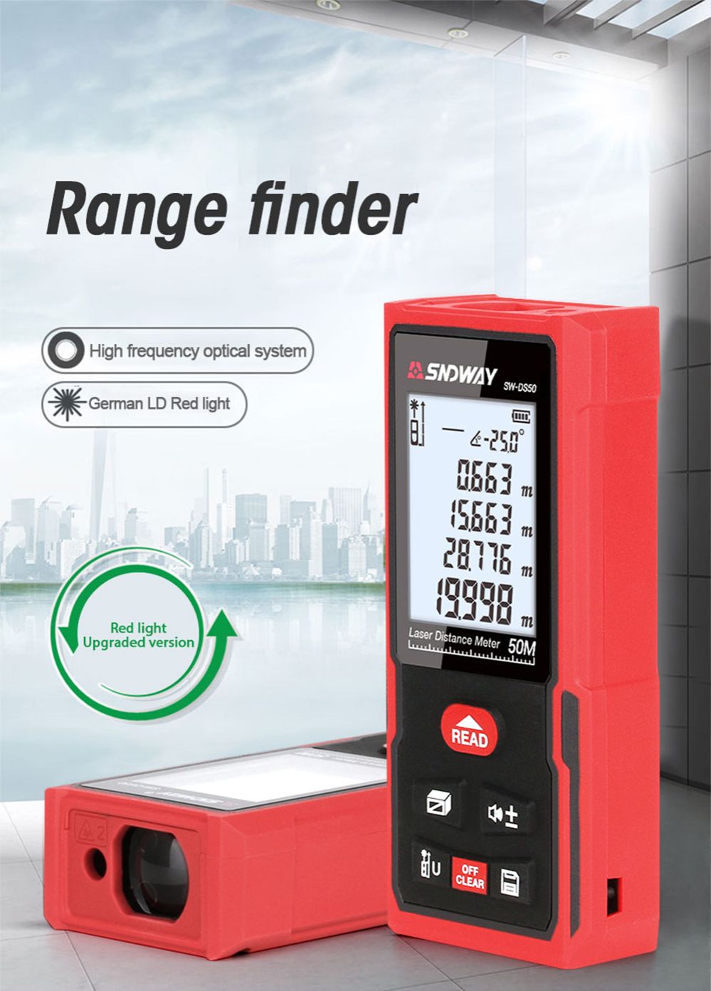 Laser Distance Meter SNDWAY SW DS50 DS70 DS100 DS120 Digital Rangefinder 50M 70M 100M 120M Range Finder Tape Measuring Tool