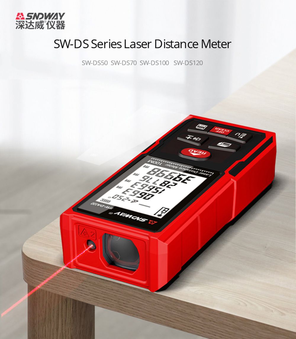 Laser Distance Meter SNDWAY SW DS50 DS70 DS100 DS120 Digital Rangefinder 50M 70M 100M 120M Range Finder Tape Measuring Tool