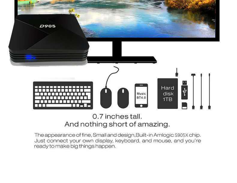 D905 TV Box Android 7.1 Set Top Box Home Theater Smart Amlogic S905X WIFI 4K H.265 Quad Core 1GB+8GB