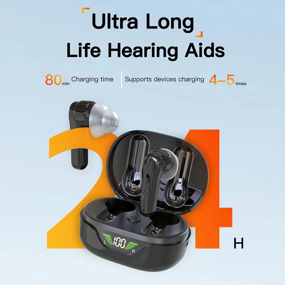 OTC Mini TWS Hearing Aid Goodmi Rechargeable Sounds Amplifier with Battery Display Hearing Aids For Deafness Voice Amplifier Device
