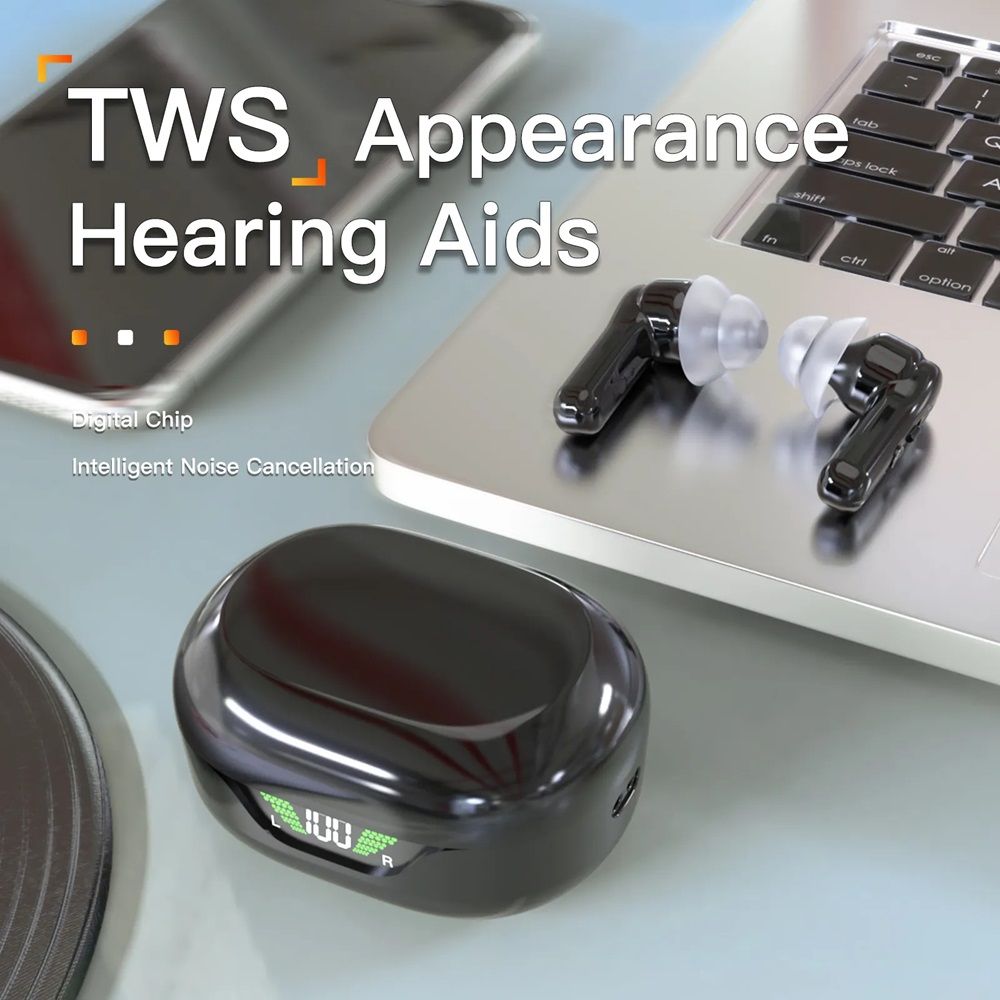 OTC Mini TWS Hearing Aid Goodmi Rechargeable Sounds Amplifier with Battery Display Hearing Aids For Deafness Voice Amplifier Device