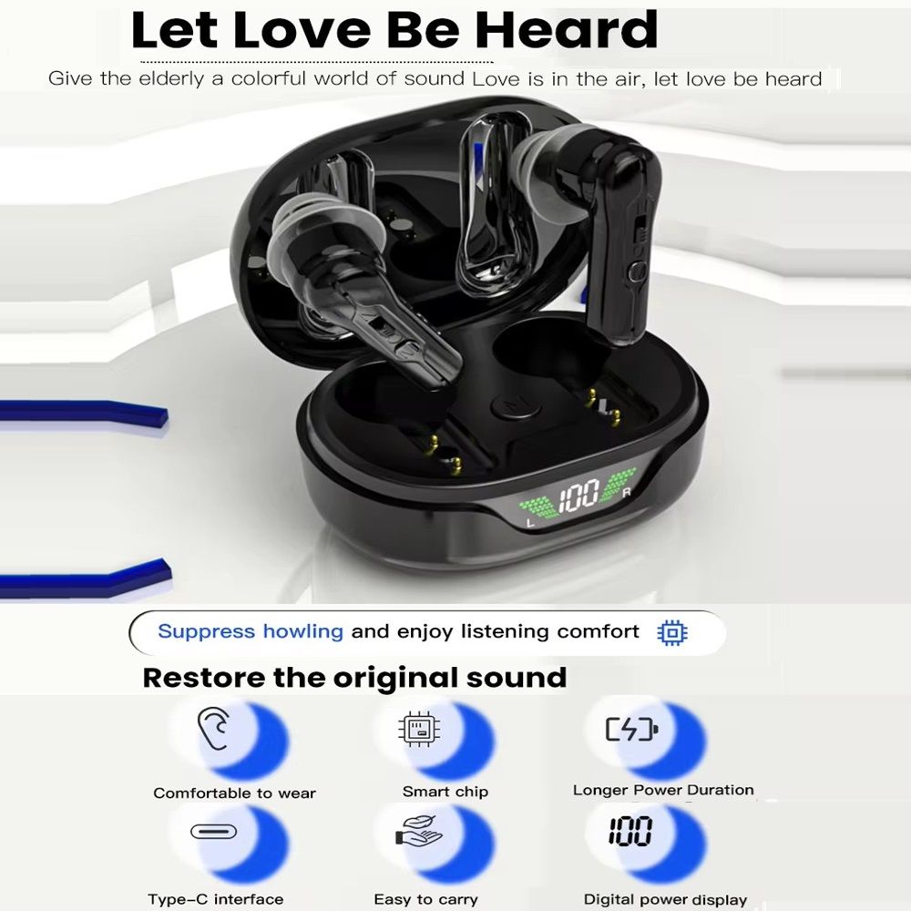 OTC Mini TWS Hearing Aid Goodmi Rechargeable Sounds Amplifier with Battery Display Hearing Aids For Deafness Voice Amplifier Device