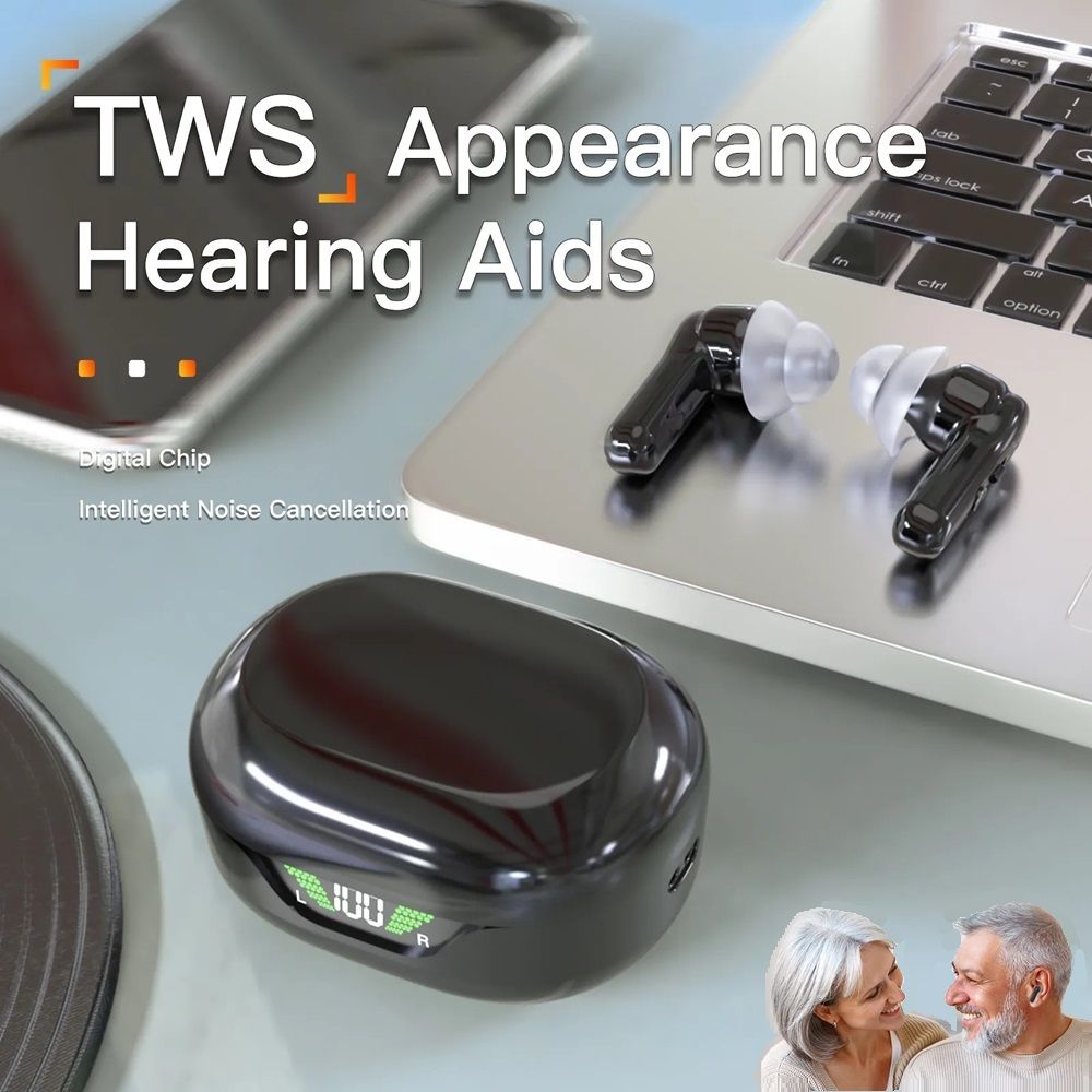 OTC Mini TWS Hearing Aid Goodmi Rechargeable Sounds Amplifier with Battery Display Hearing Aids For Deafness Voice Amplifier Device
