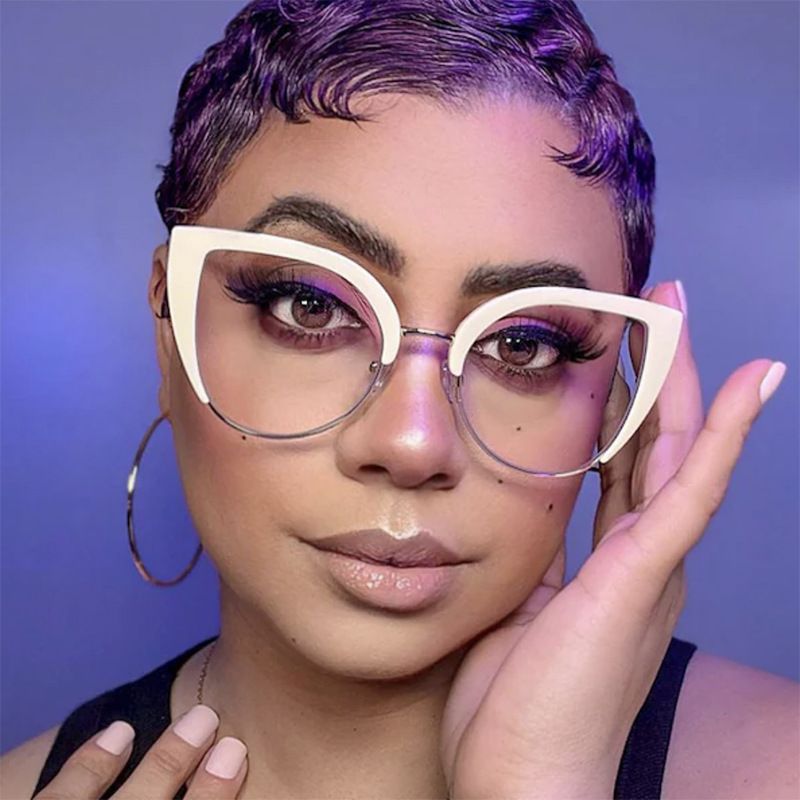 Quality Cat Eye Half Frame Oversized Frame Glasses Anti-blue Light 2023 New Glasses Frame Ins Retro Trend Fashion Glasses Women