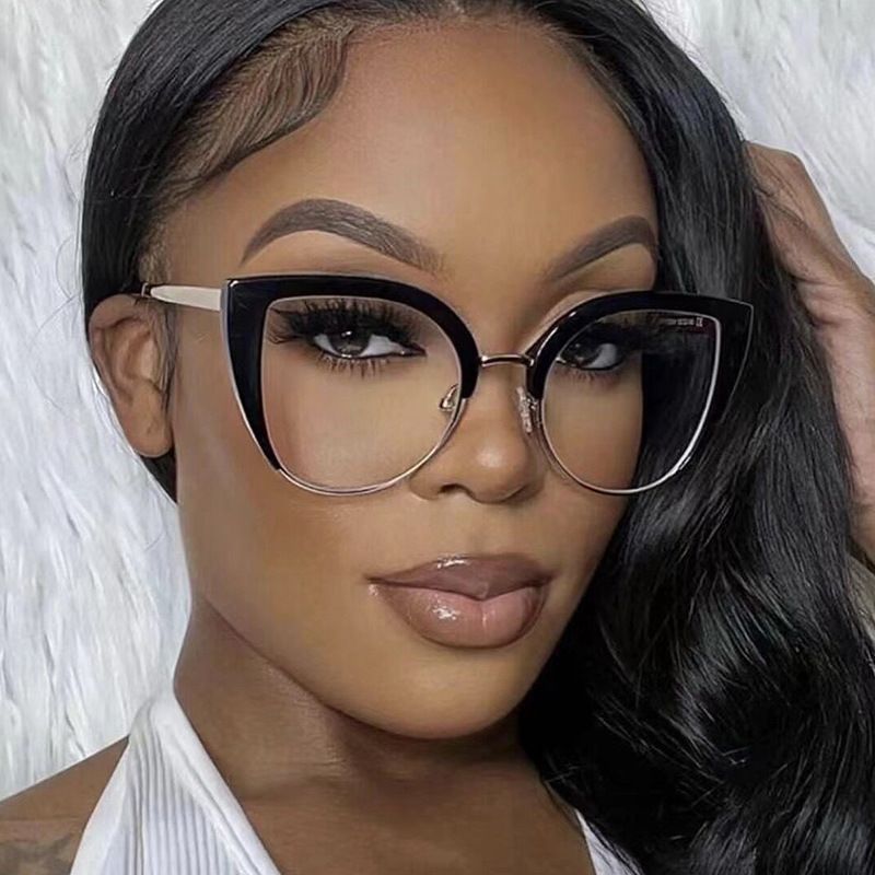 Quality Cat Eye Half Frame Oversized Frame Glasses Anti-blue Light 2023 New Glasses Frame Ins Retro Trend Fashion Glasses Women