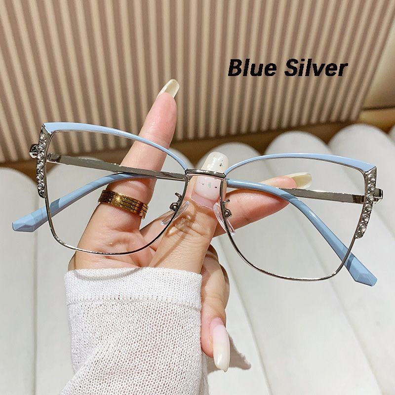 New Fashion Cat Eye Glasses Frame Women Outdoor Changing Color Photochromic Anti-Blue Light Eyewear Metal Changing Sunglasses