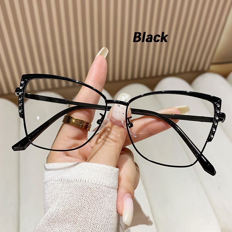 New Fashion Cat Eye Glasses Frame Women Outdoor Changing Color Photochromic Anti-Blue Light Eyewear Metal Changing Sunglasses