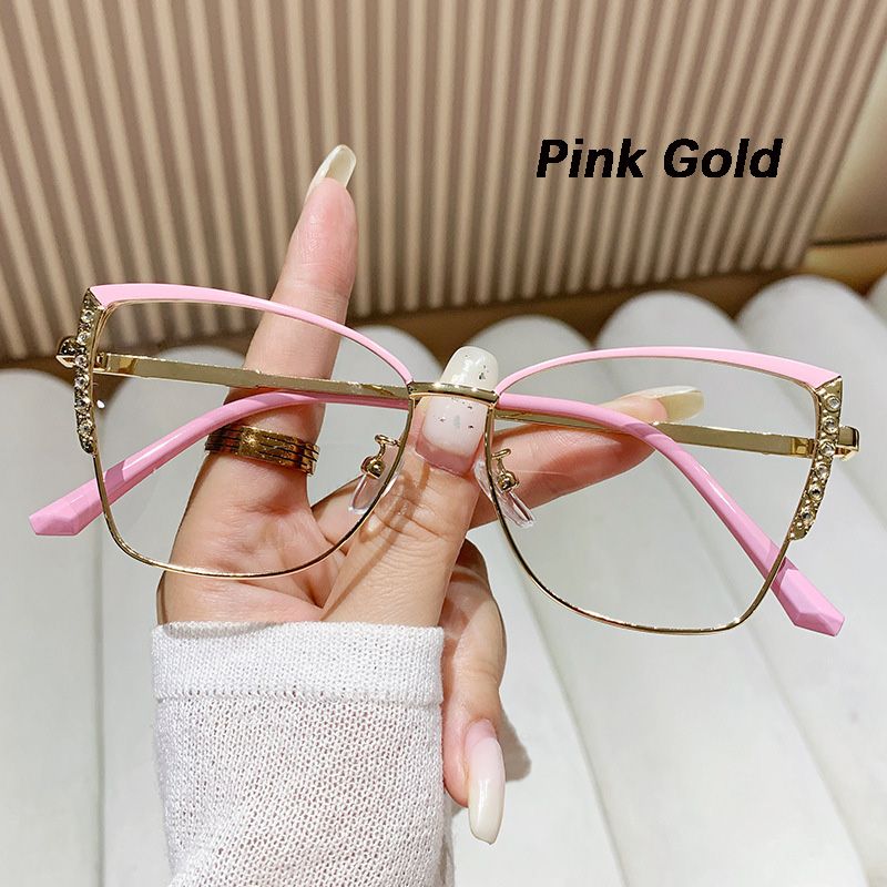New Fashion Cat Eye Glasses Frame Women Outdoor Changing Color Photochromic Anti-Blue Light Eyewear Metal Changing Sunglasses