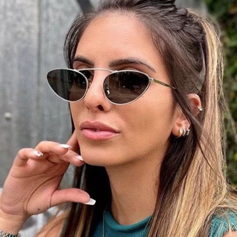 New metal single beam cat eye popular sunglasses women men 2024 High quality trending product y2k rave festival party glasses