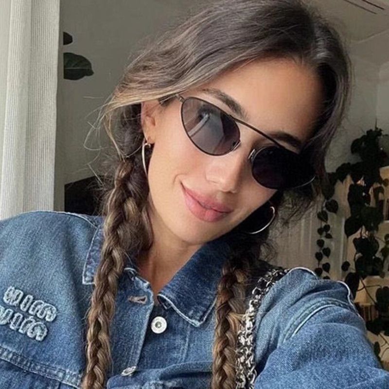New metal single beam cat eye popular sunglasses women men 2024 High quality trending product y2k rave festival party glasses