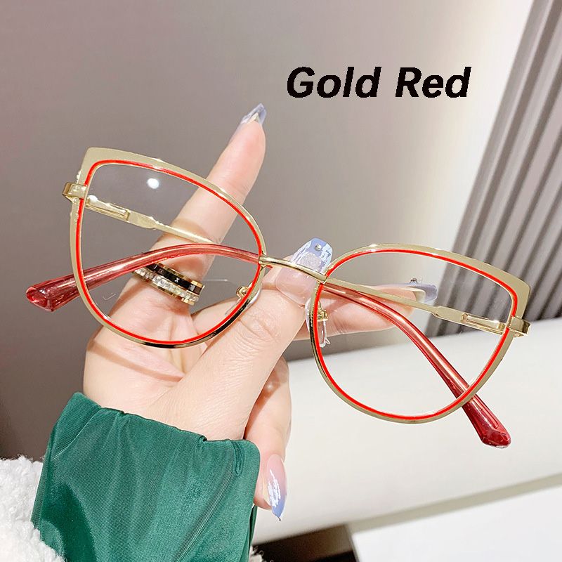 Fashion Cat Eye Glasses Ultra-light Glasses Frame Retro Photochromic Eyeglasses Anti-blue Light Eyewear Metal Color-changing