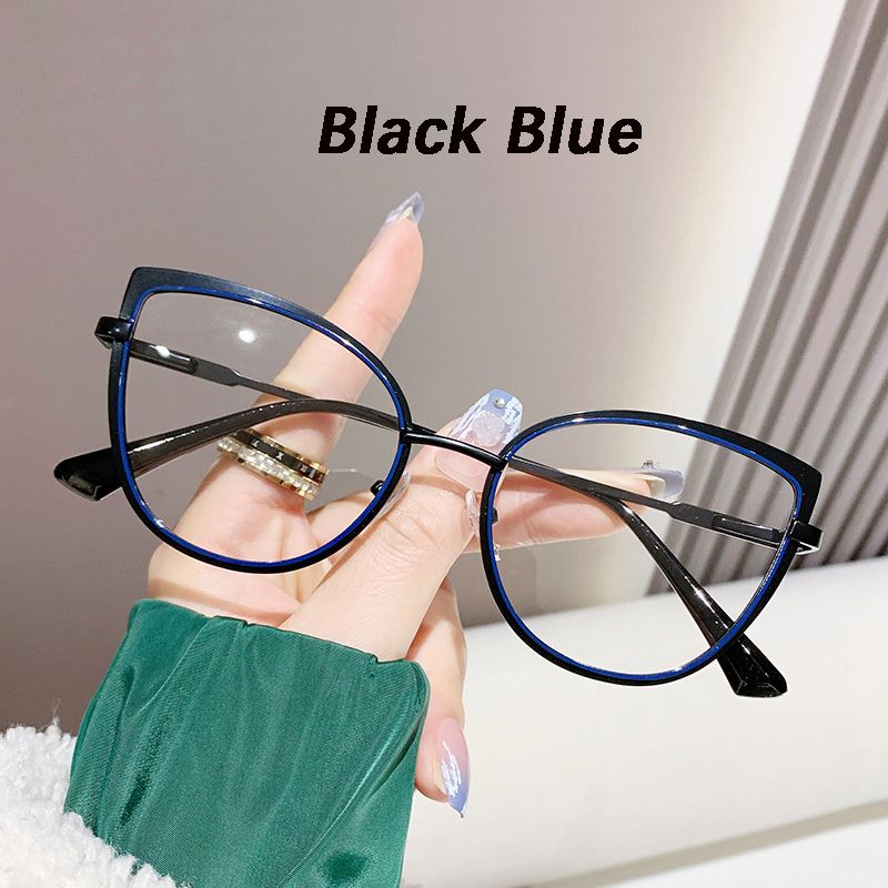 Fashion Cat Eye Glasses Ultra-light Glasses Frame Retro Photochromic Eyeglasses Anti-blue Light Eyewear Metal Color-changing