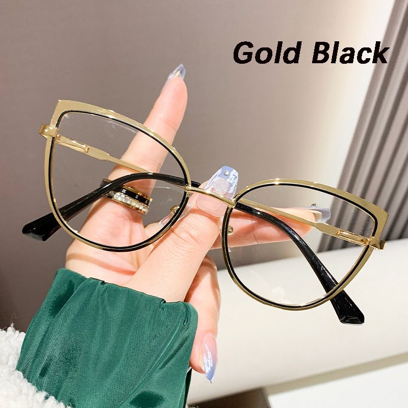 Fashion Cat Eye Glasses Ultra-light Glasses Frame Retro Photochromic Eyeglasses Anti-blue Light Eyewear Metal Color-changing