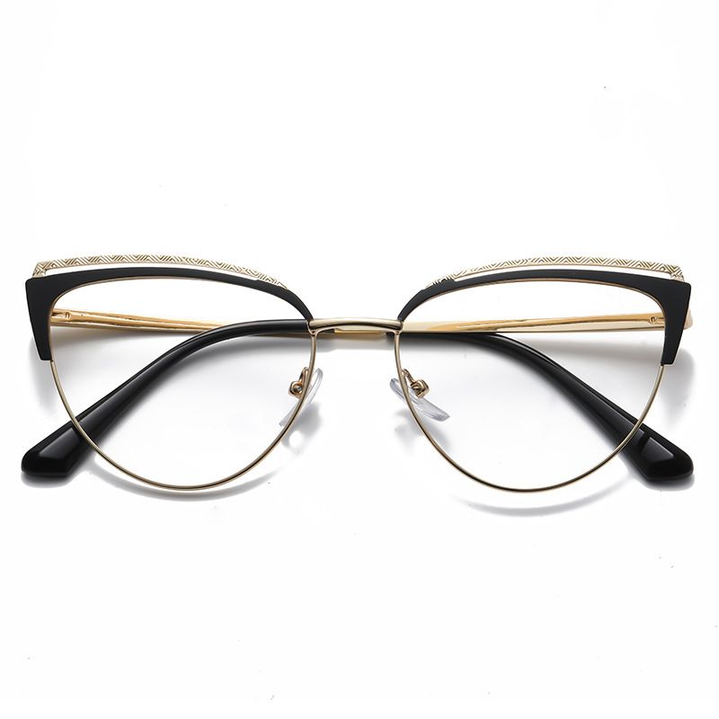 2024 Fashion Cat Eye Glasses Ultra-Light Retro Photochromic Eyeglasses Anti-Blue Light Eyewear Metal Color-Changing Eyeglasses