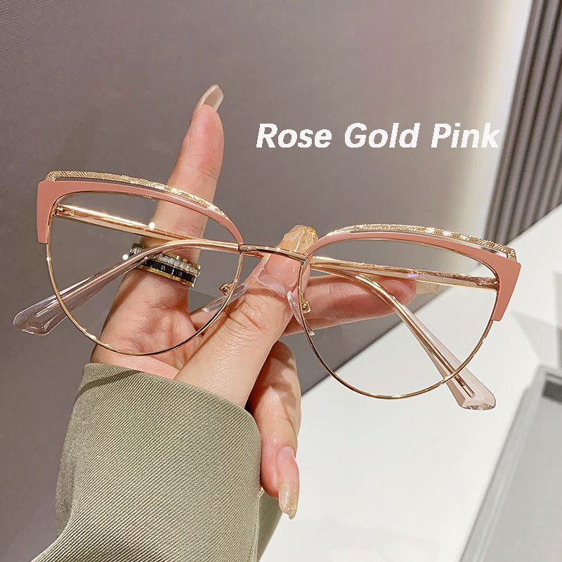 2024 Fashion Cat Eye Glasses Ultra-Light Retro Photochromic Eyeglasses Anti-Blue Light Eyewear Metal Color-Changing Eyeglasses