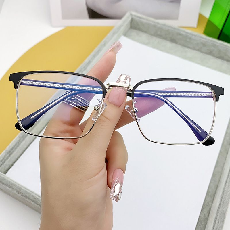 Fashion Square Plate foot steel sheet Glasses Frame For Men Clear Anti-Blu-Ray Eyewear Retro Men Optical Frame Computer Goggles