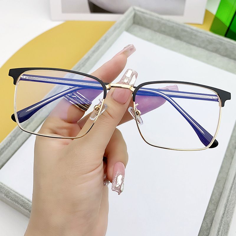 Fashion Square Plate foot steel sheet Glasses Frame For Men Clear Anti-Blu-Ray Eyewear Retro Men Optical Frame Computer Goggles