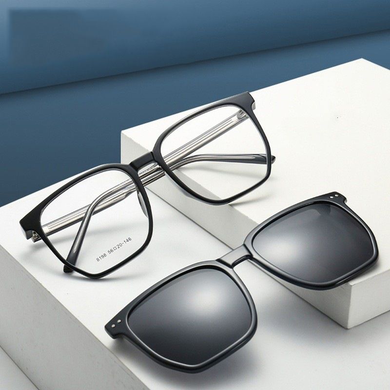 2024 Polarized Sunglasses For Men Driving Magnetic Suction Clip Lens Glasses Frame Men Women Myopia Sunshade Eyeglasses UV400